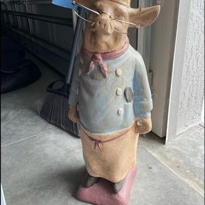 COPY - Painted Plaster Pastry Chef Pig